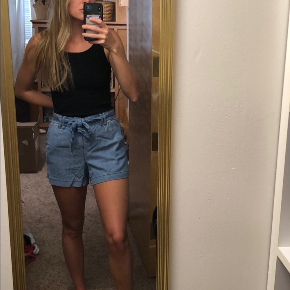 Loft Chambray Shorts with Tie Waist NWT